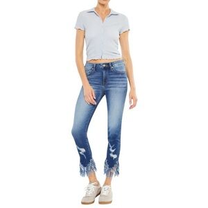 KanCan Ratana Stretch Blue Distress Frayed High Rise Ankle Skinny Jeans 9/28